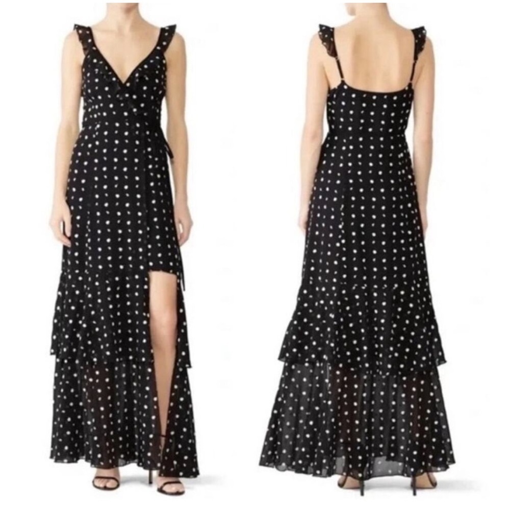 Anthropologie Hutch Georgia Tiered Maxi Wrap Dress Floral Embroidery Medium
